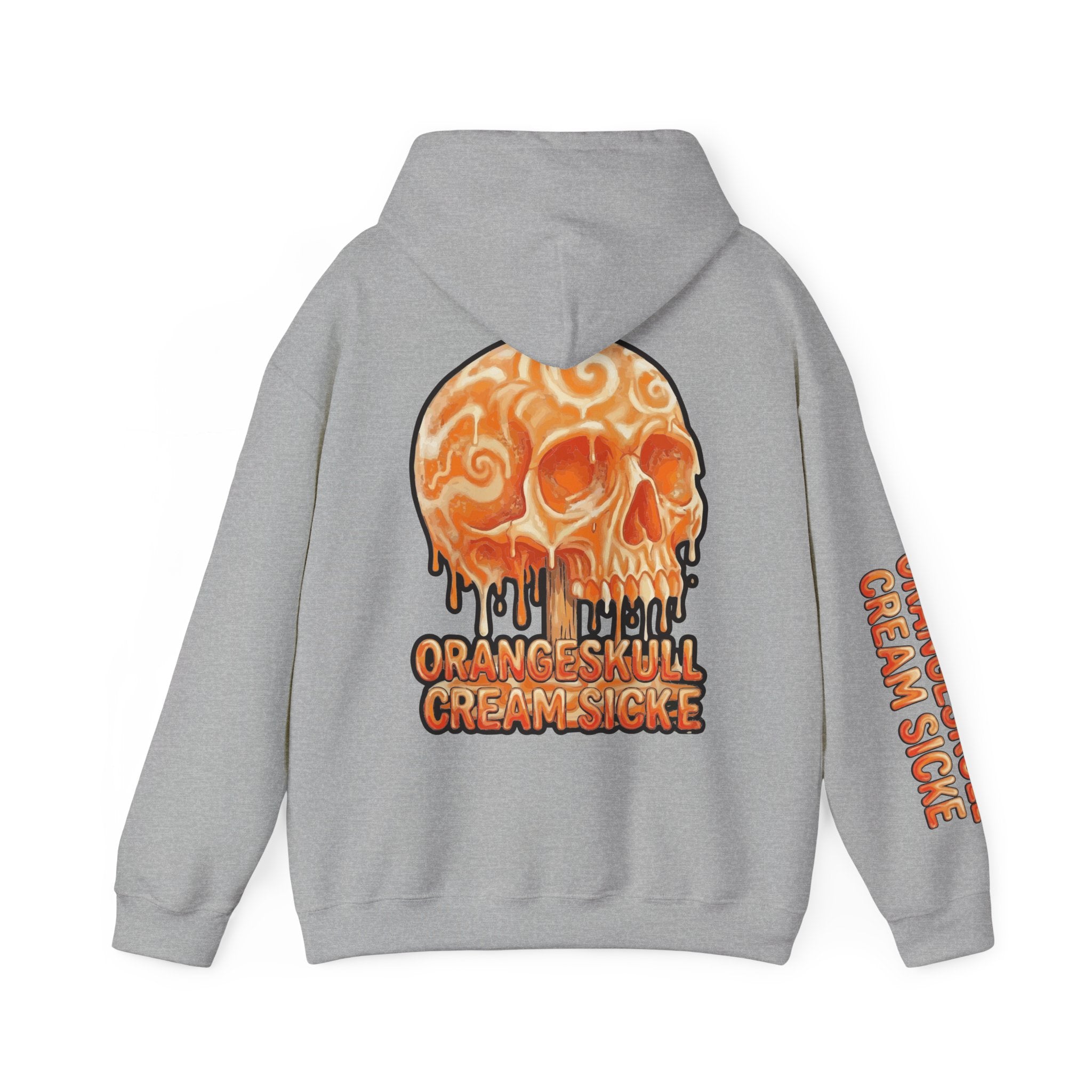 Skullcream-Orangeskull Cream Sickle Hoodie | Dripping Skull Graphic