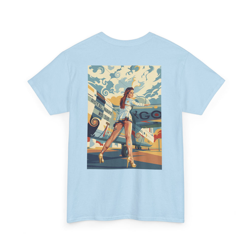 Yes Sir-Pin Up Stewardess T-Shirt | Parental Advisory  for the Bearded