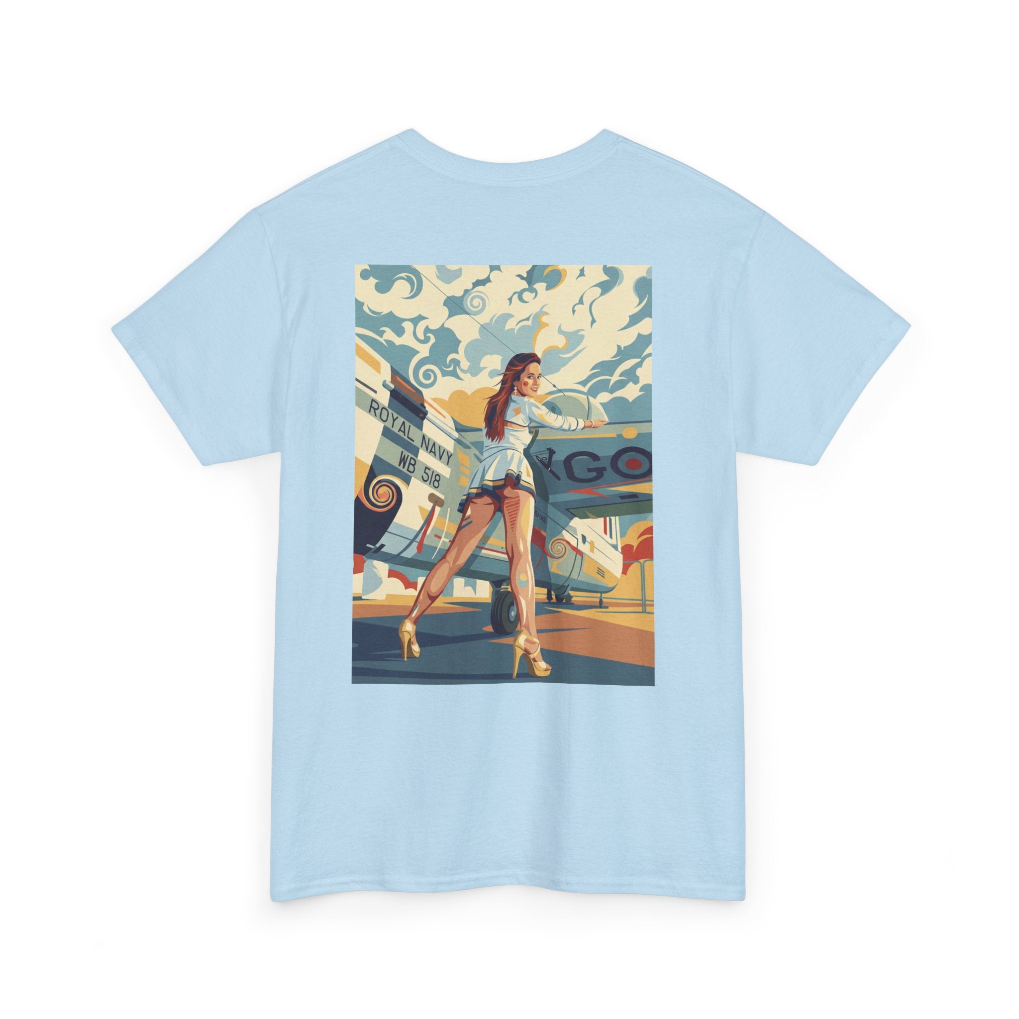 Yes Sir-Pin Up Stewardess T-Shirt | Parental Advisory  for the Bearded