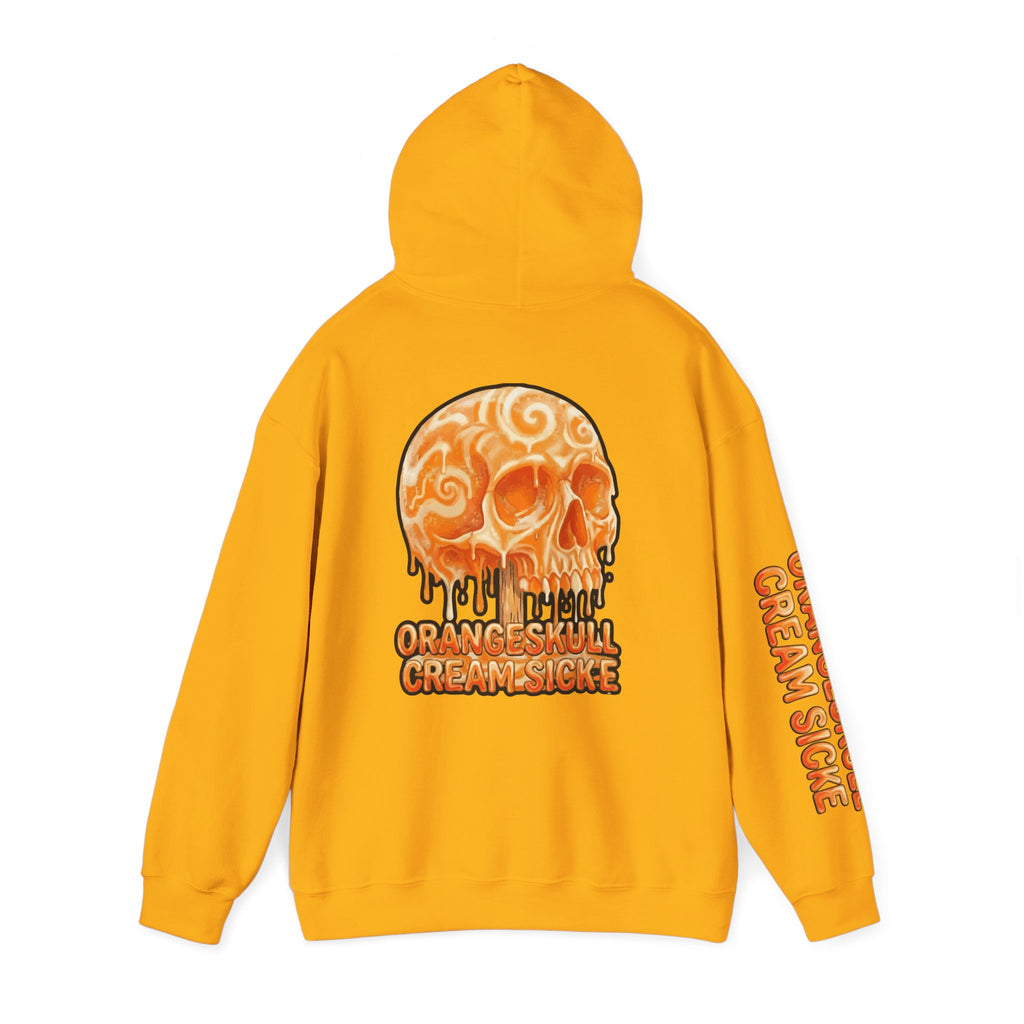 Skullcream-Orangeskull Cream Sickle Hoodie | Dripping Skull Graphic
