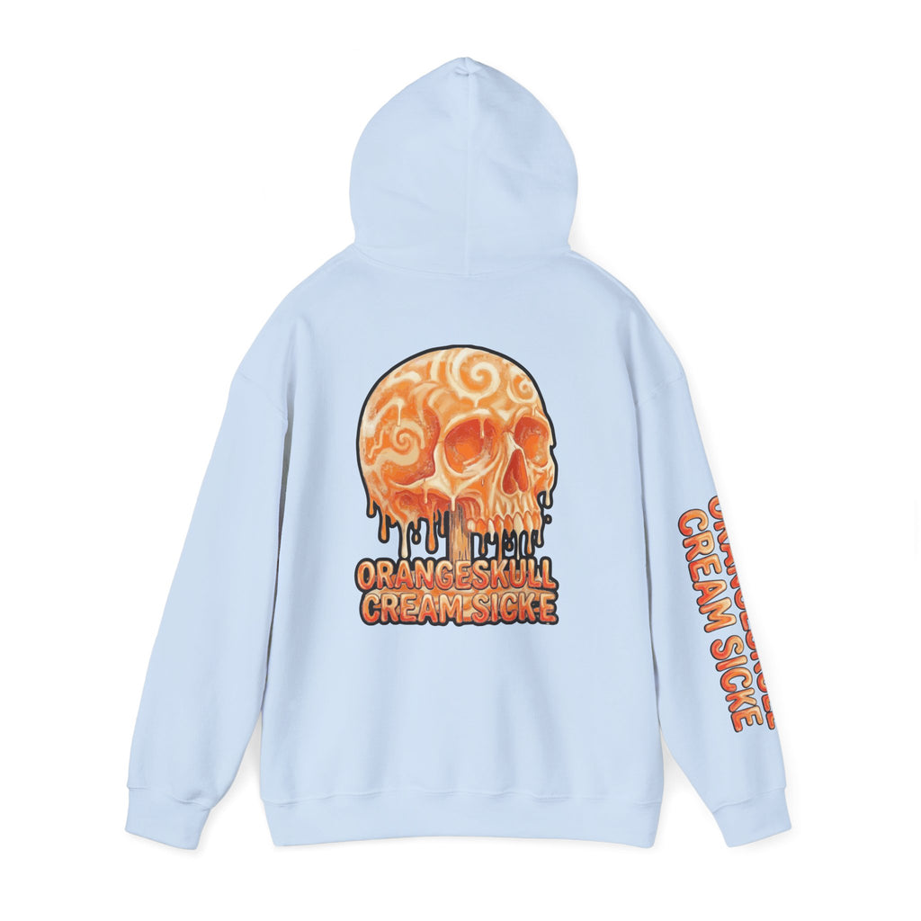 Skullcream-Orangeskull Cream Sickle Hoodie | Dripping Skull Graphic