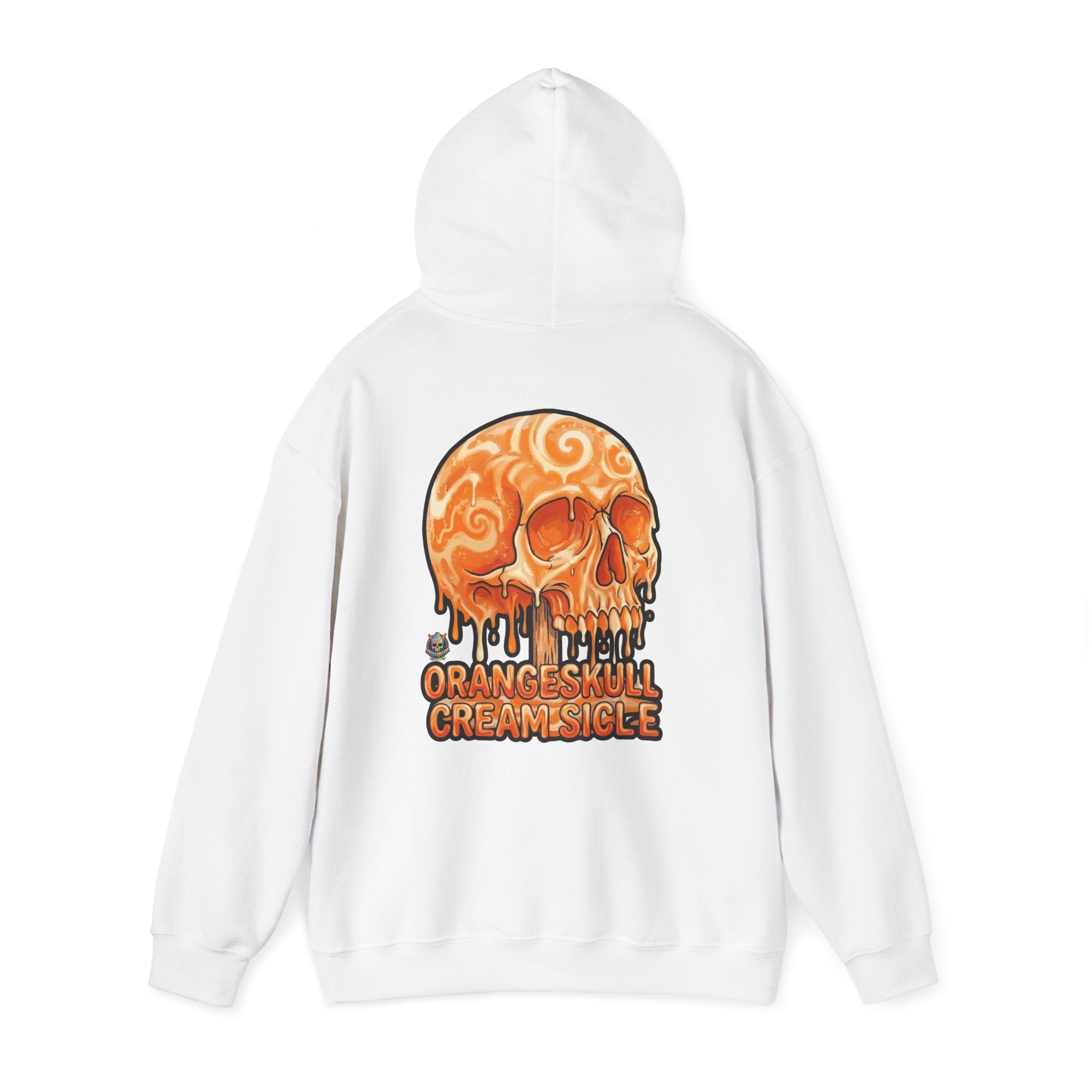 Skullcream-Orangeskull Cream Sickle Hoodie | Dripping Skull Graphic