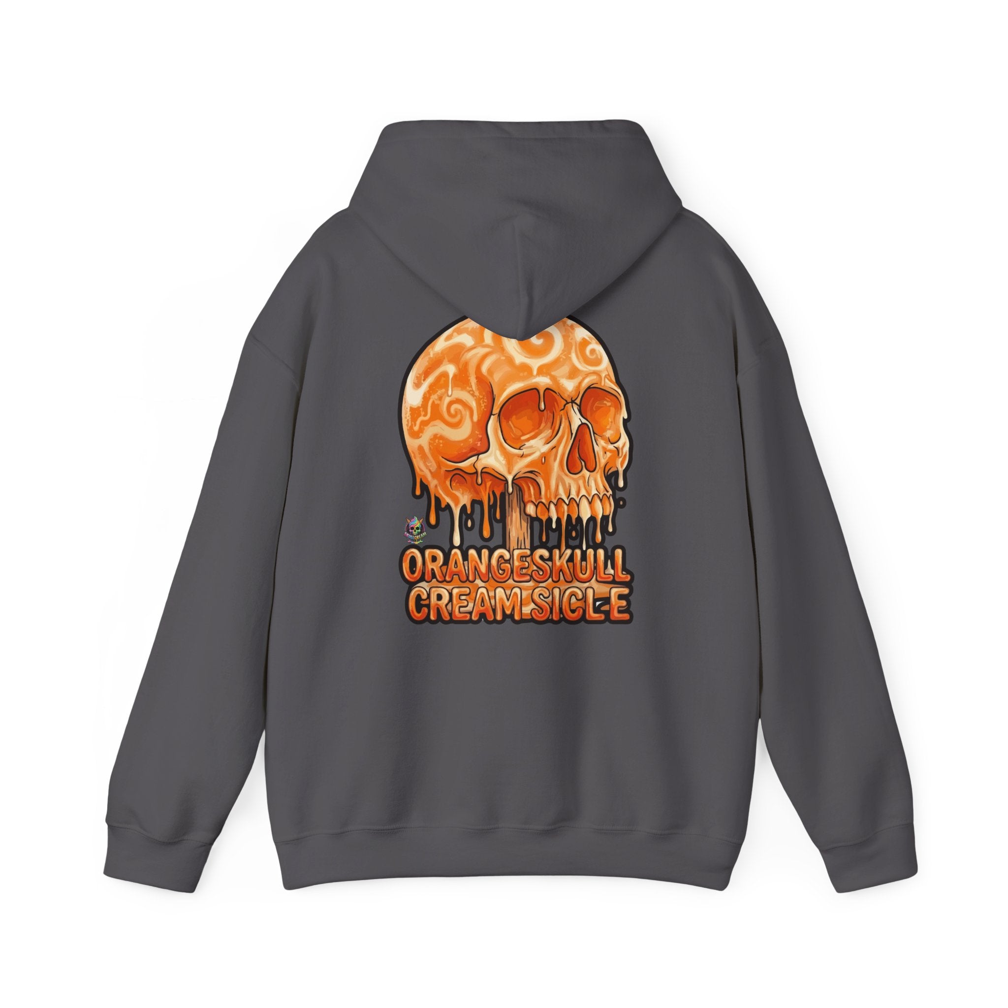 Skullcream-Orangeskull Cream Sickle Hoodie | Dripping Skull Graphic