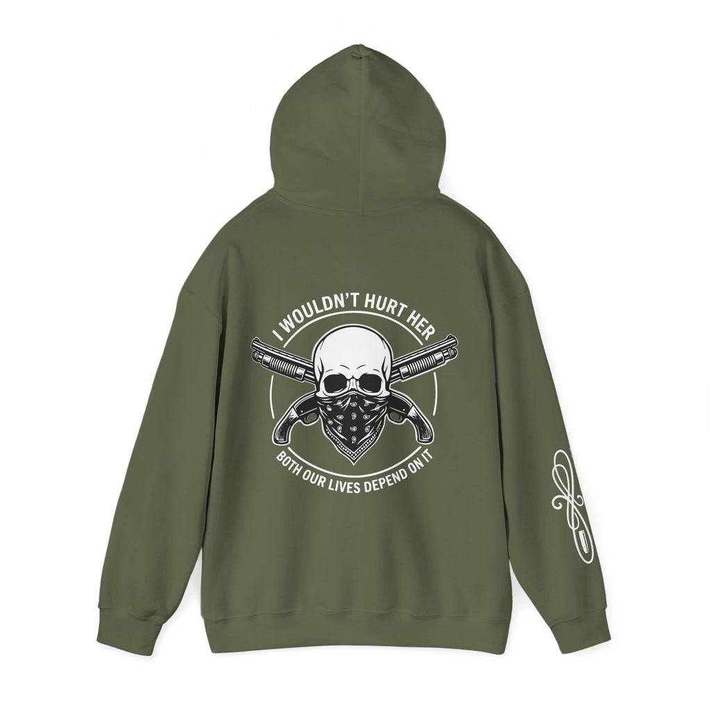Protective Dad-Sawed Off Shotguns Hoodie | Here’s Your Warning | White Font