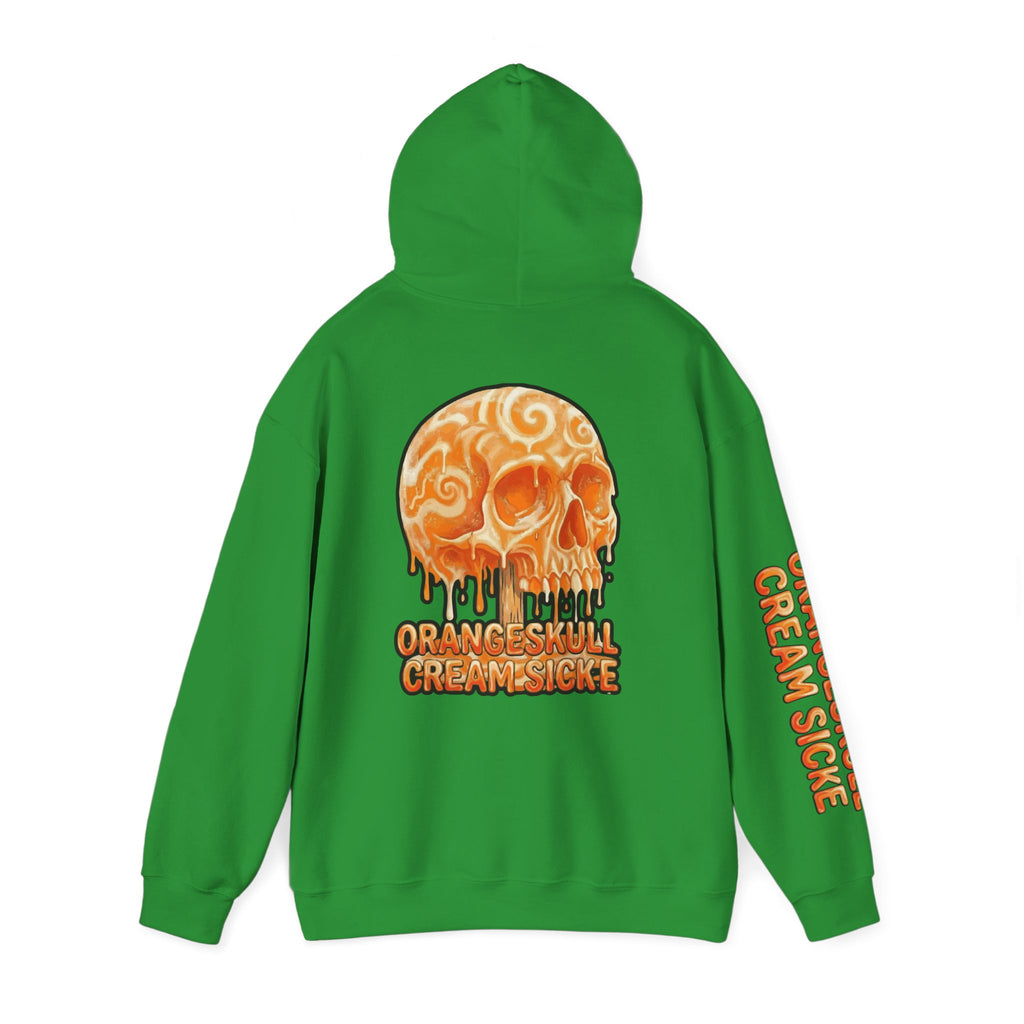Skullcream-Orangeskull Cream Sickle Hoodie | Dripping Skull Graphic