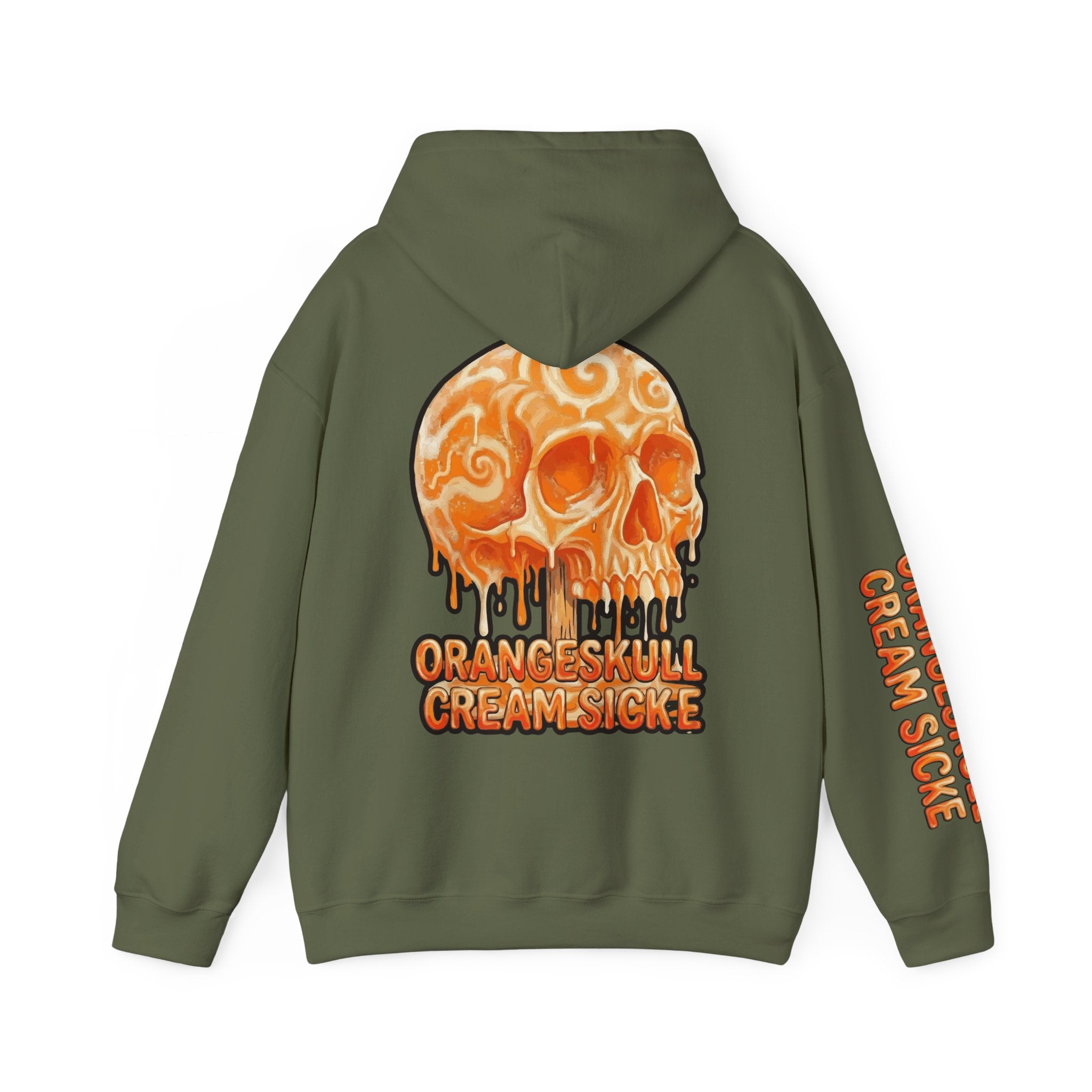 Skullcream-Orangeskull Cream Sickle Hoodie | Dripping Skull Graphic