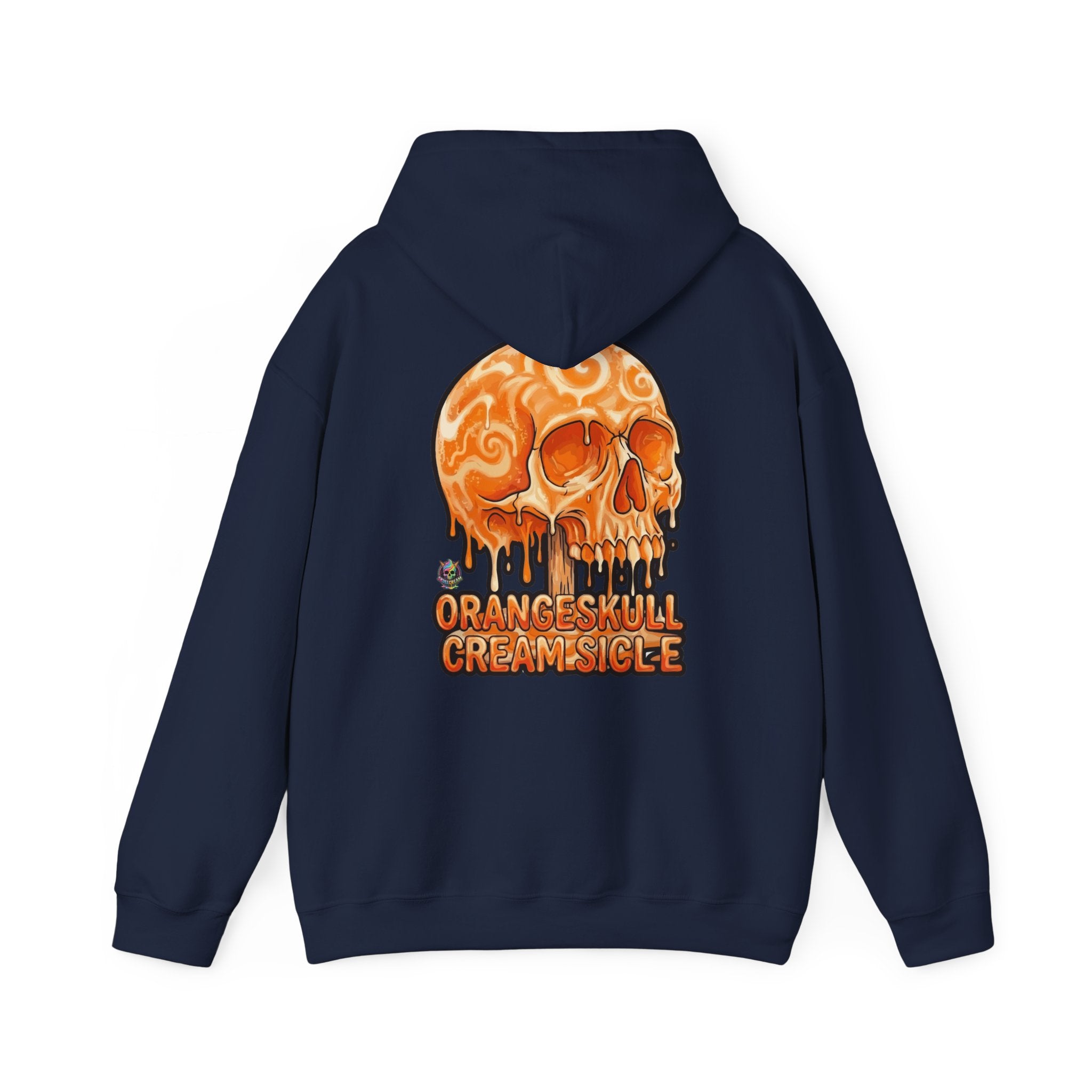 Skullcream-Orangeskull Cream Sickle Hoodie | Dripping Skull Graphic