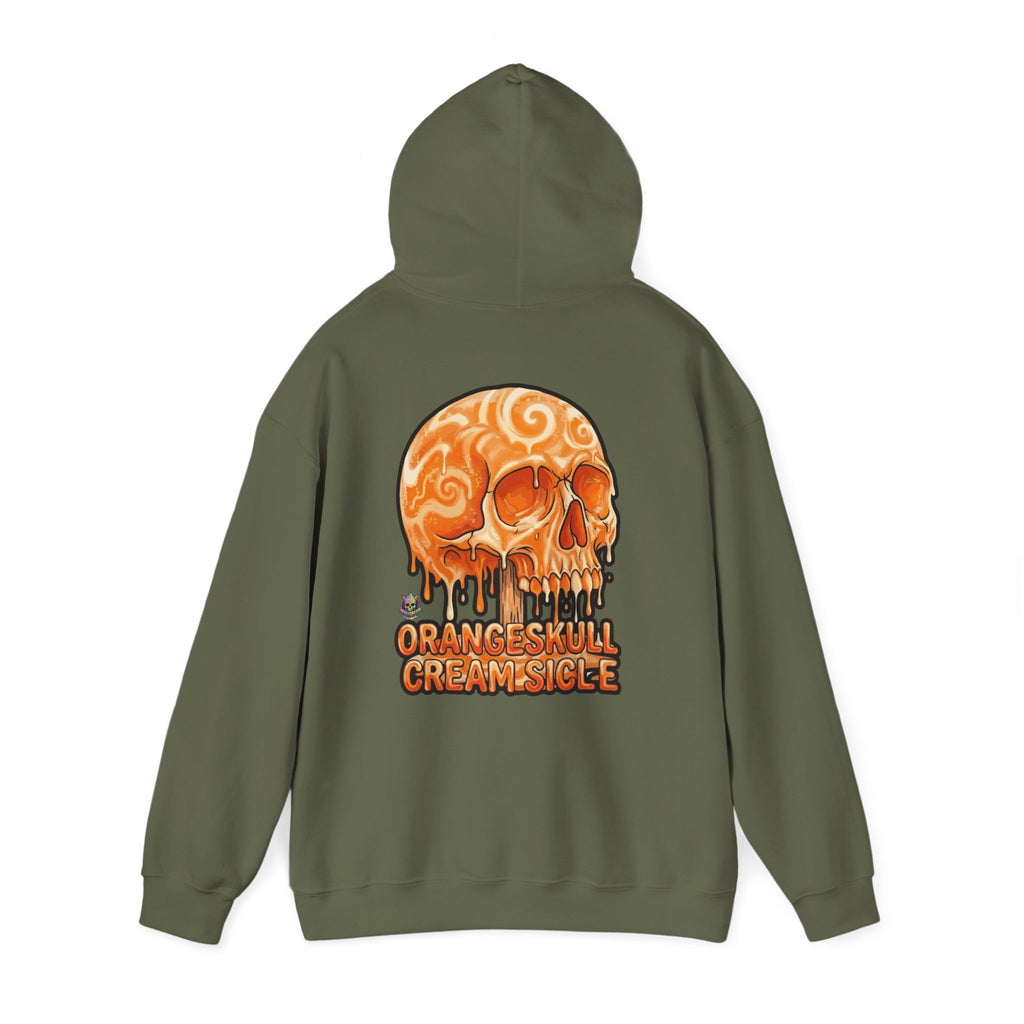 Skullcream-Orangeskull Cream Sickle Hoodie | Dripping Skull Graphic