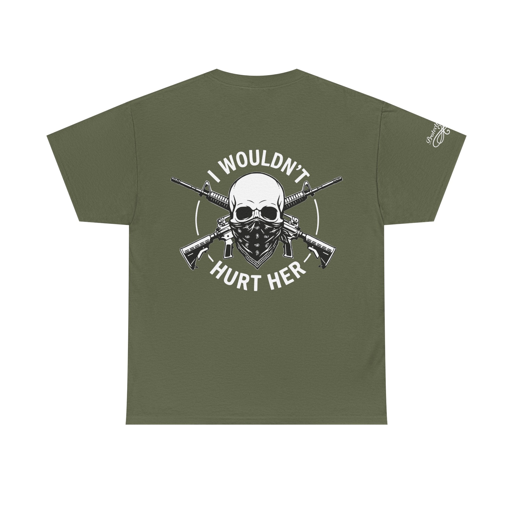 Protective Dad-Assault Rifle T-Shirt | Here’s Your Warning | White Font