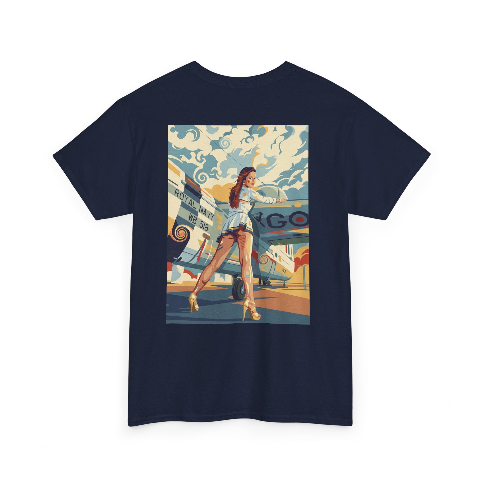 Yes Sir-Pin Up Stewardess T-Shirt | Parental Advisory  for the Bearded