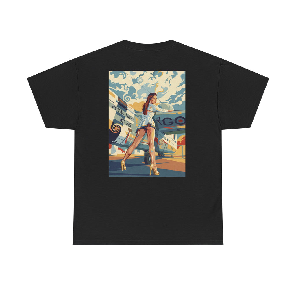 Yes Sir-Pin Up Stewardess T-Shirt | Parental Advisory  for the Bearded