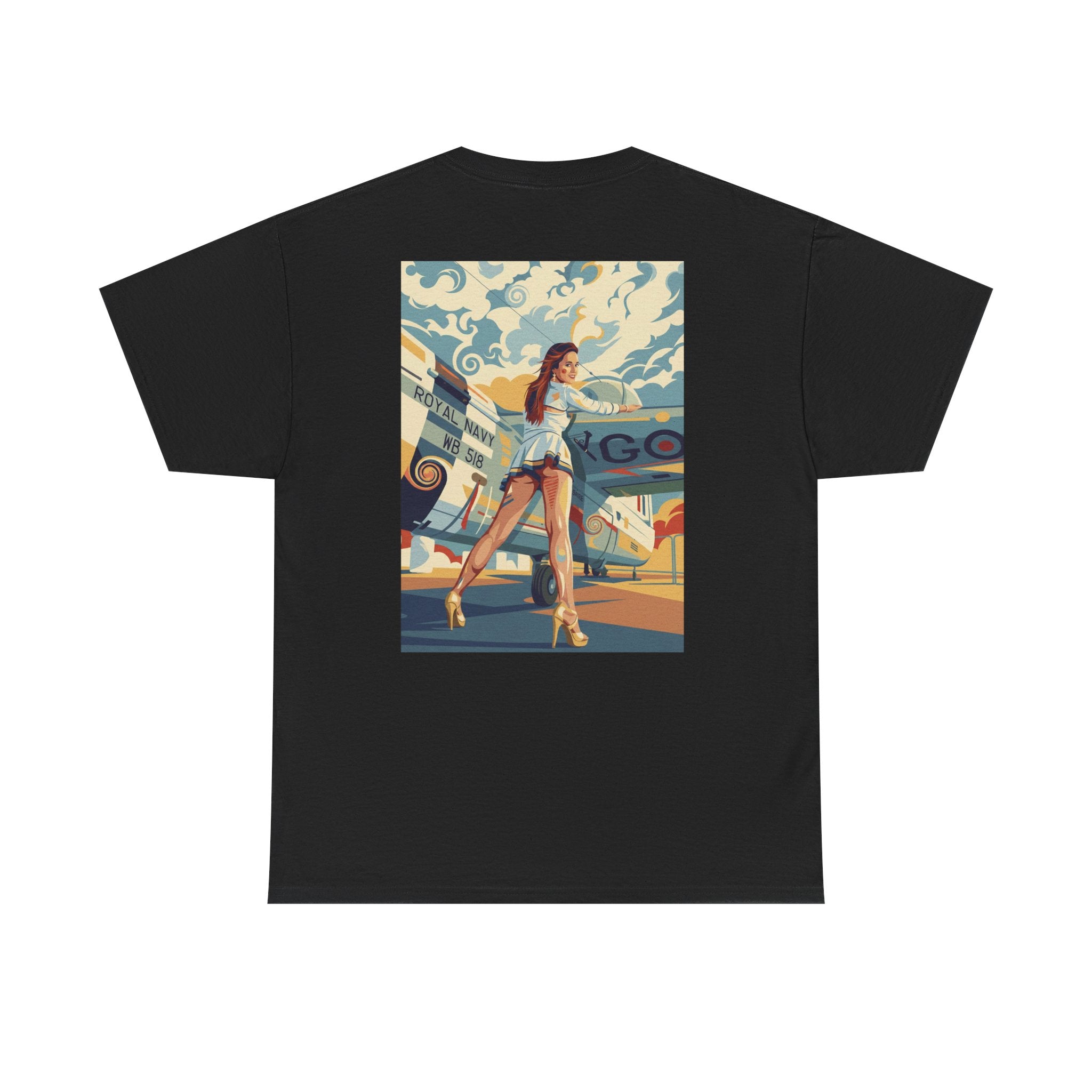 Yes Sir-Pin Up Stewardess T-Shirt | Parental Advisory  for the Bearded