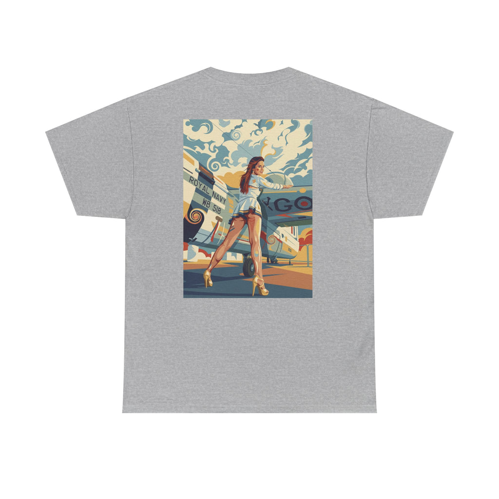Yes Sir-Pin Up Stewardess T-Shirt | Parental Advisory  for the Bearded
