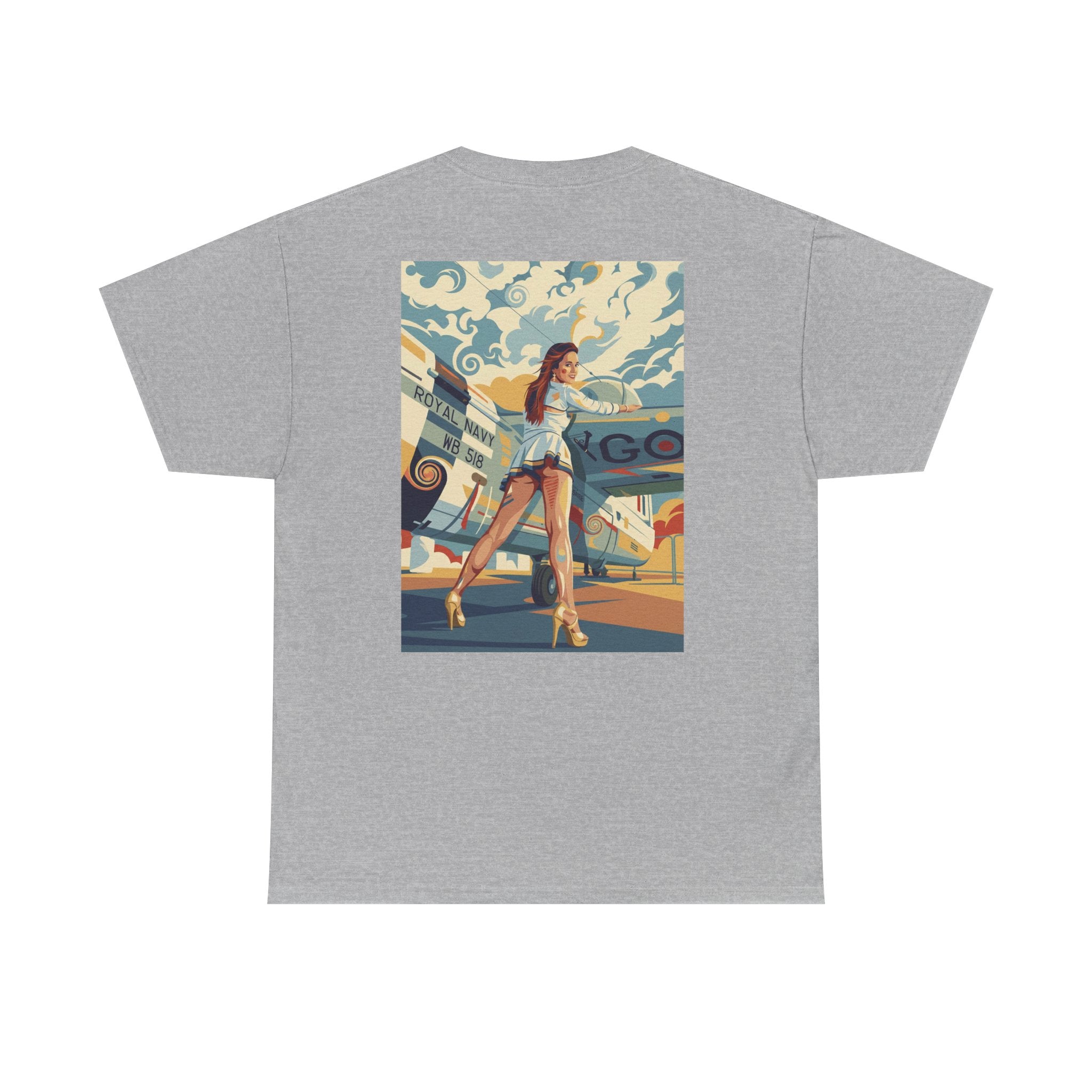 Yes Sir-Pin Up Stewardess T-Shirt | Parental Advisory  for the Bearded