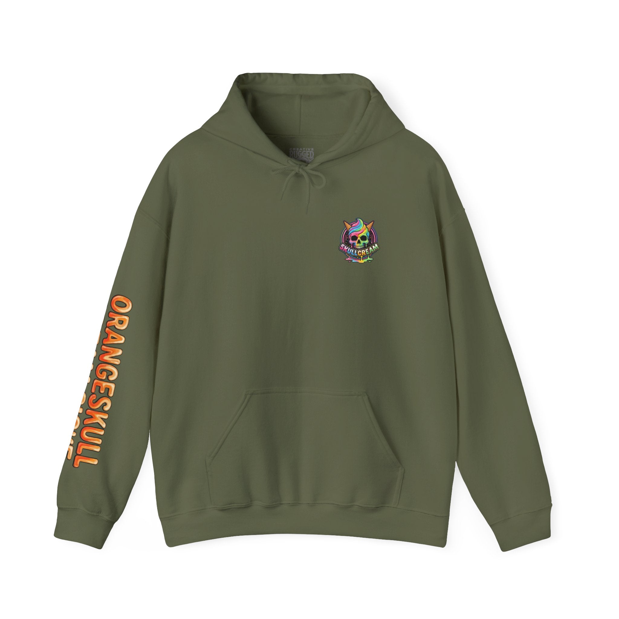 Skullcream-Orangeskull Cream Sickle Hoodie | Dripping Skull Graphic