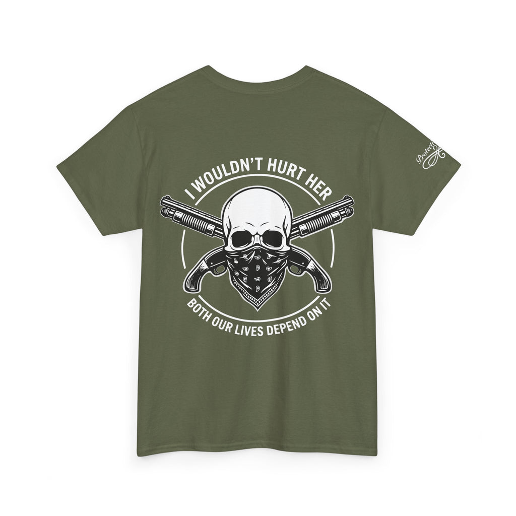Protective Dad-Assault Rifle T-Shirt | Here’s Your Warning | White Font