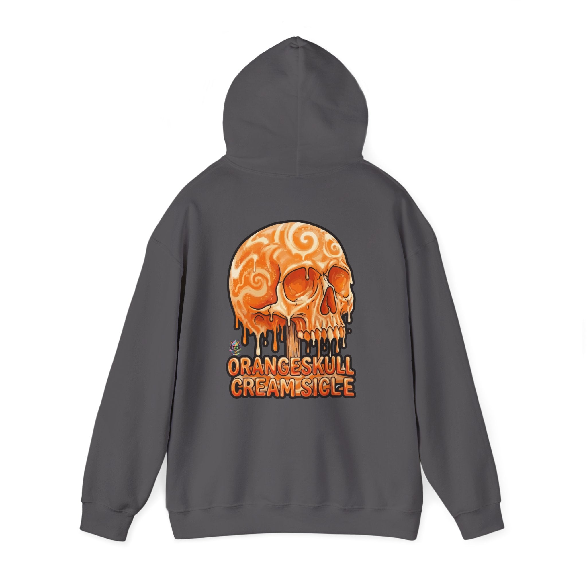 Skullcream-Orangeskull Cream Sickle Hoodie | Dripping Skull Graphic
