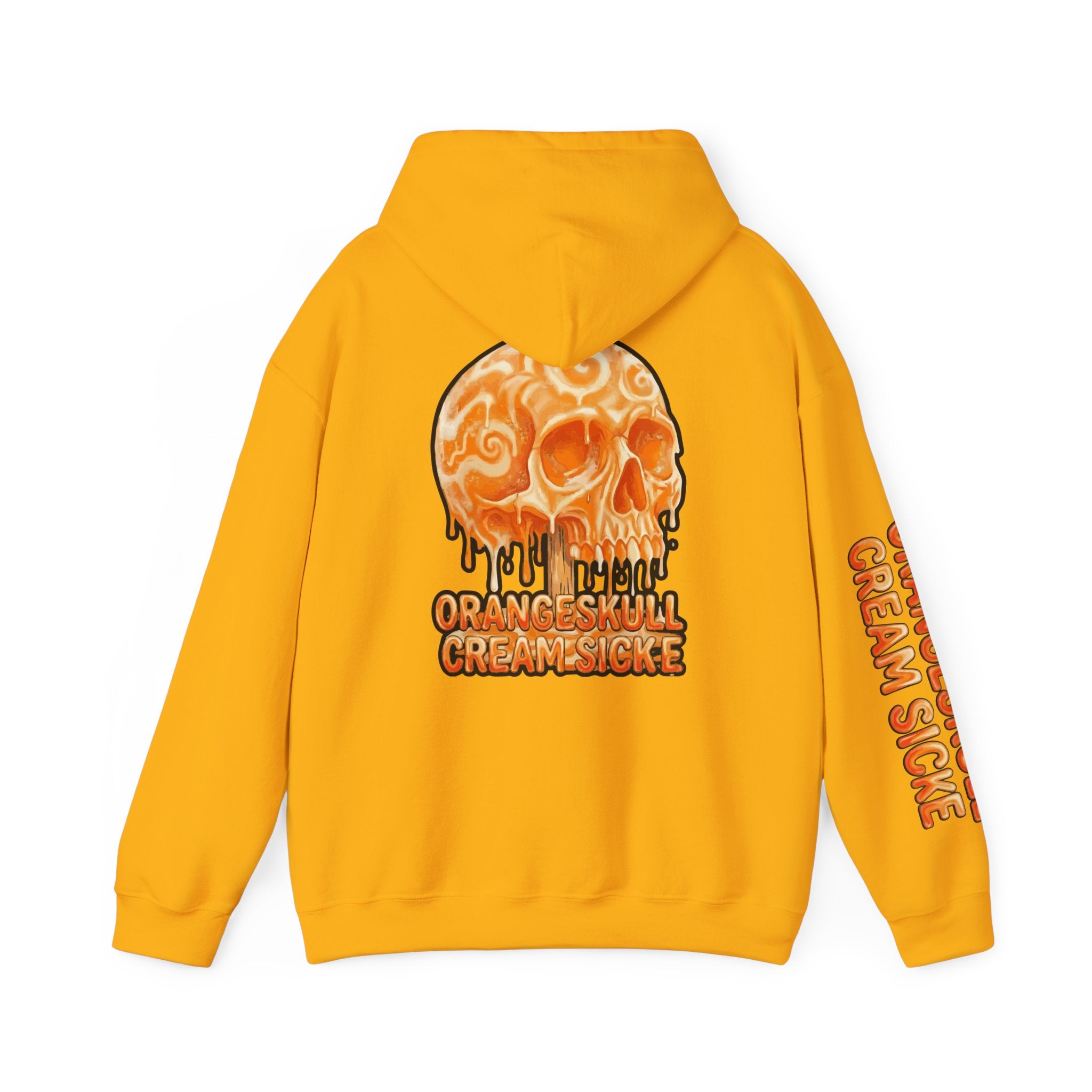 Skullcream-Orangeskull Cream Sickle Hoodie | Dripping Skull Graphic