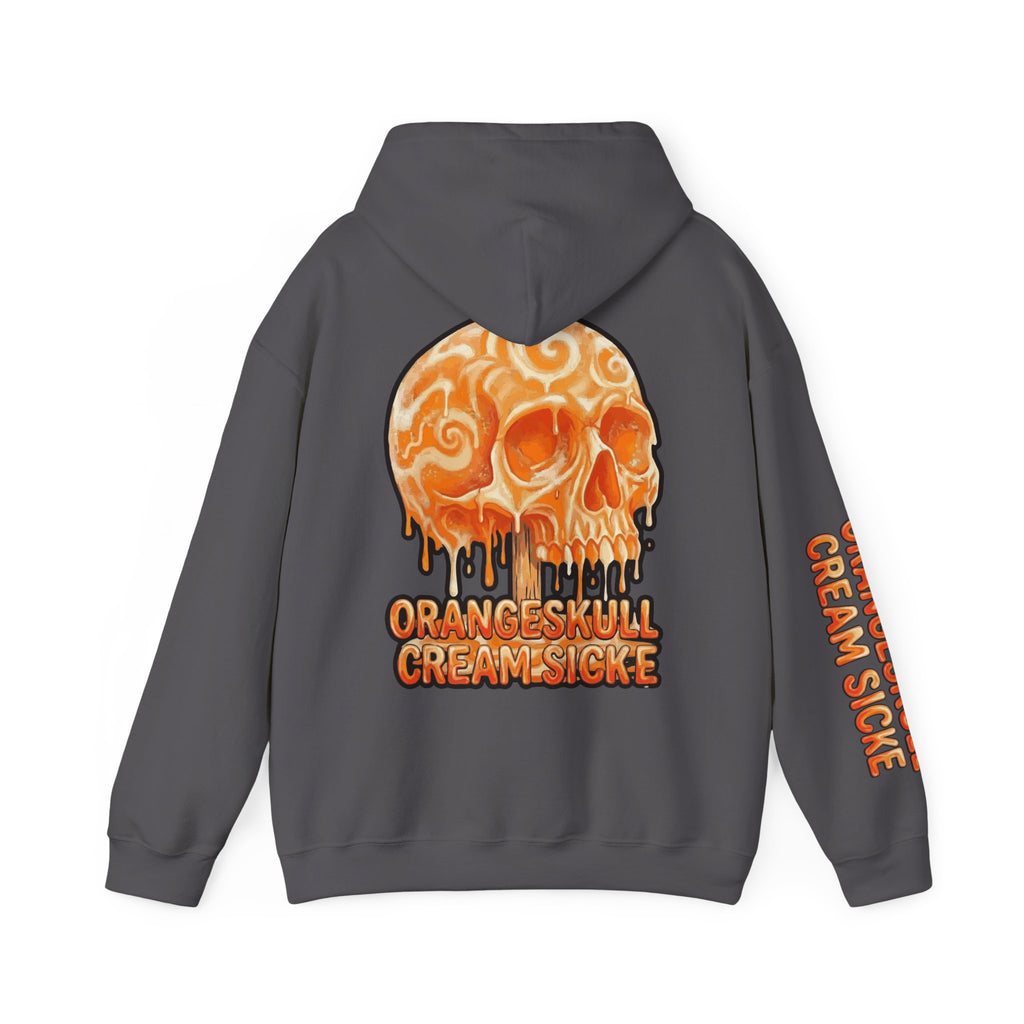 Skullcream-Orangeskull Cream Sickle Hoodie | Dripping Skull Graphic