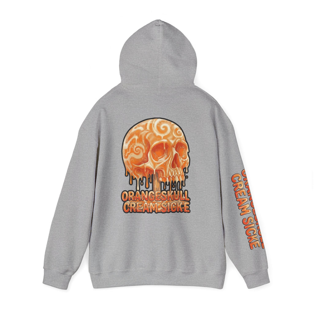 Skullcream-Orangeskull Cream Sickle Hoodie | Dripping Skull Graphic