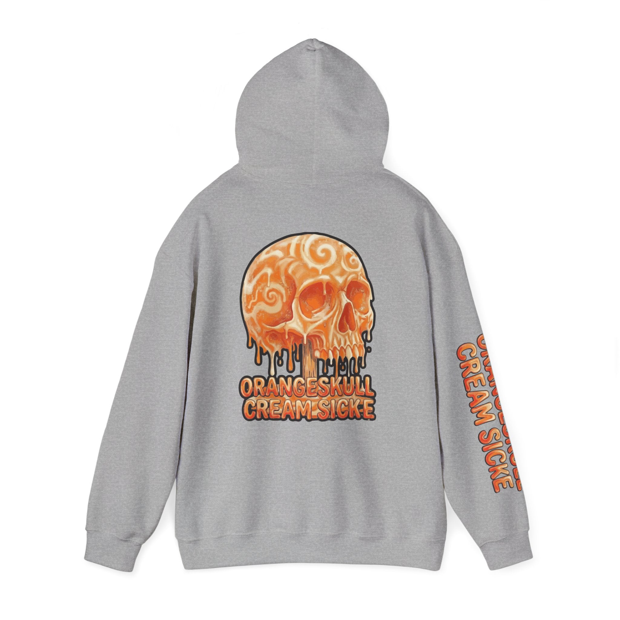 Skullcream-Orangeskull Cream Sickle Hoodie | Dripping Skull Graphic