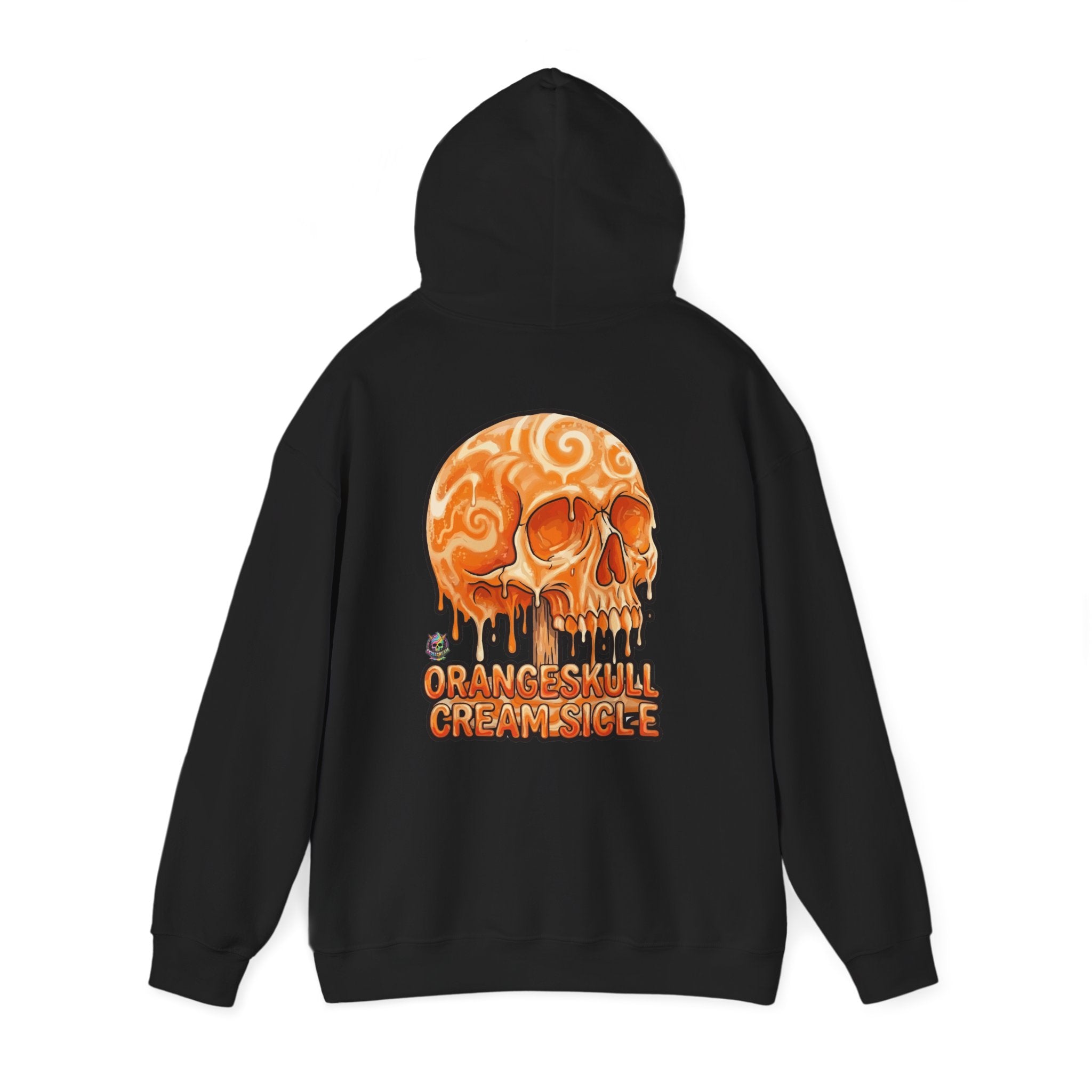 Skullcream-Orangeskull Cream Sickle Hoodie | Dripping Skull Graphic