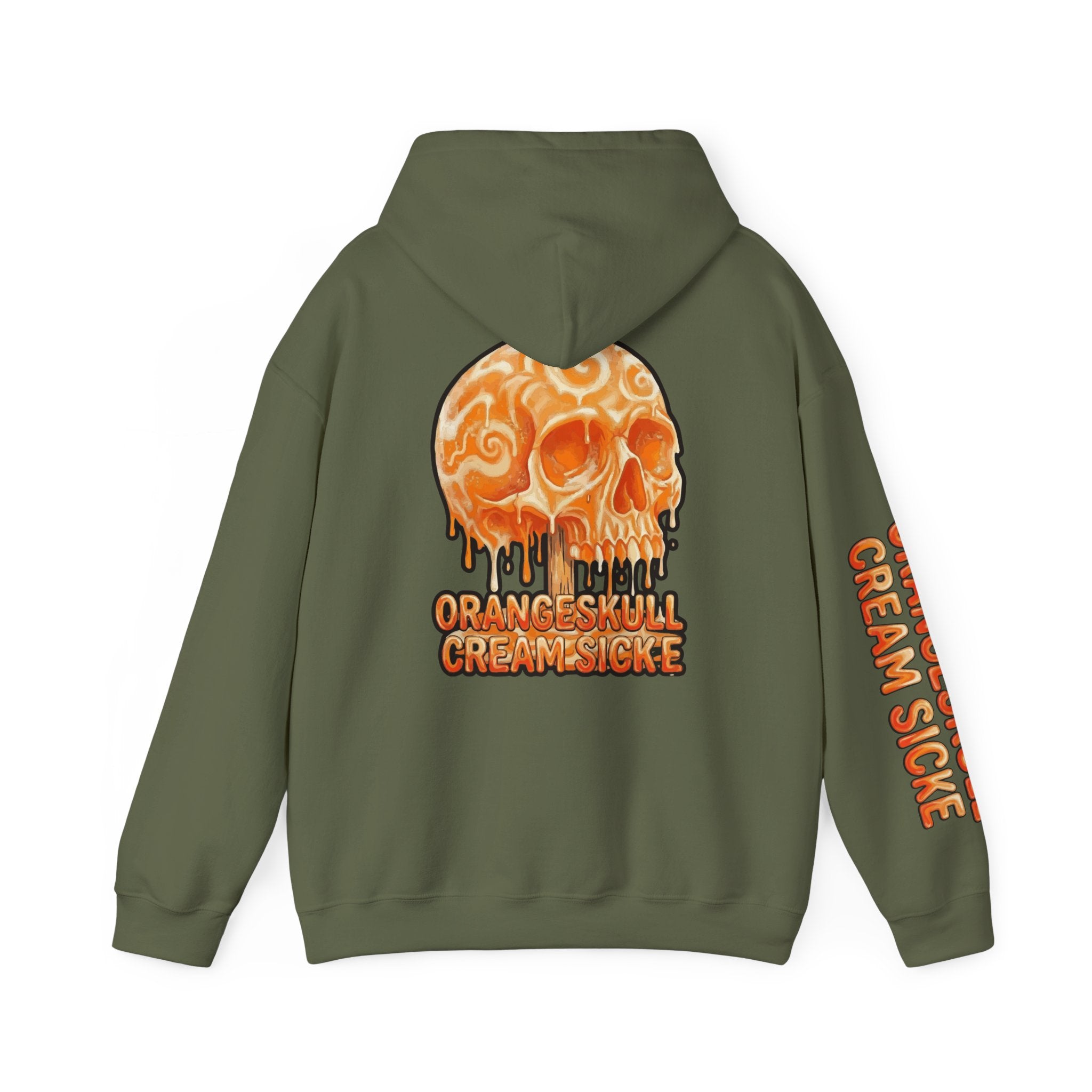 Skullcream-Orangeskull Cream Sickle Hoodie | Dripping Skull Graphic