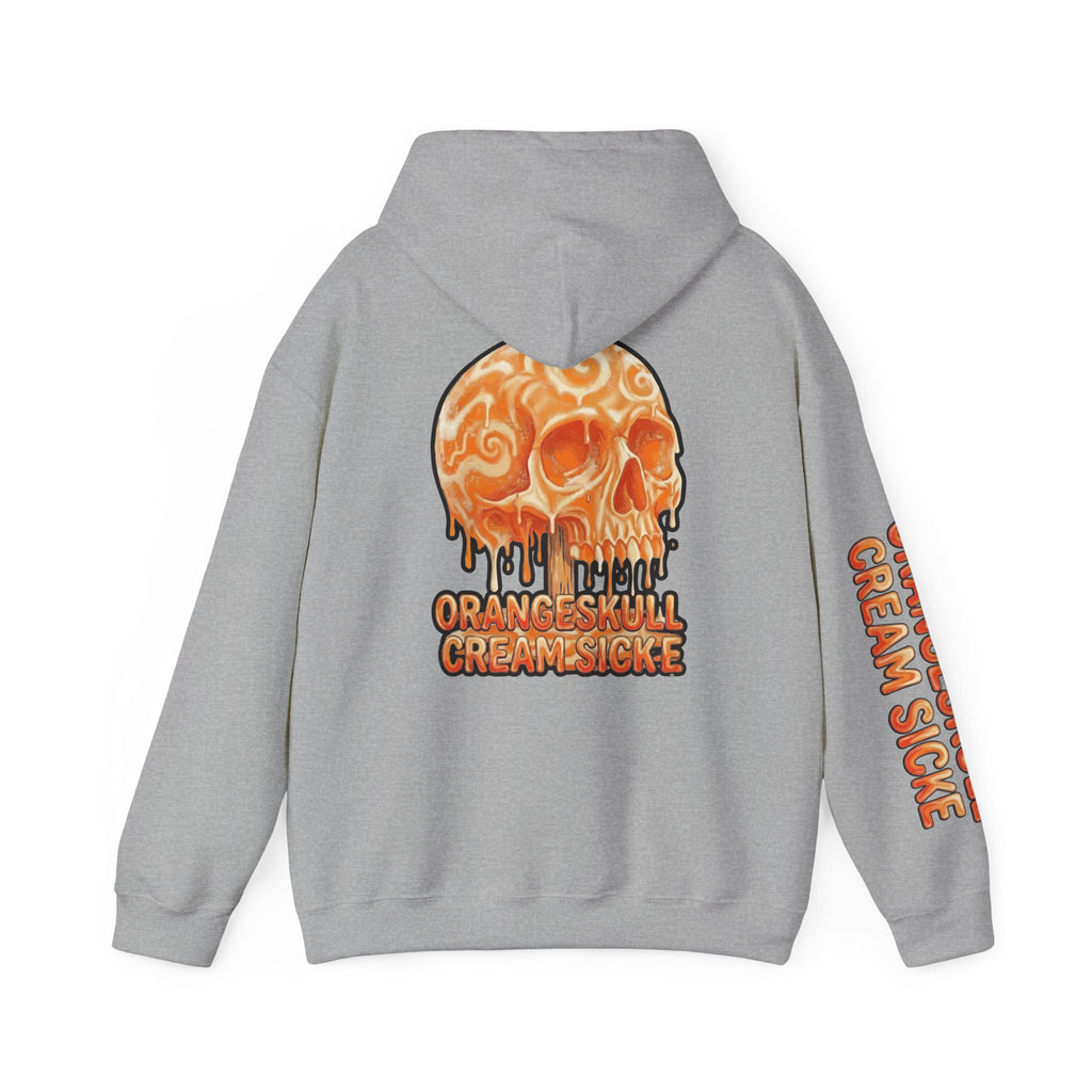 Skullcream-Orangeskull Cream Sickle Hoodie | Dripping Skull Graphic