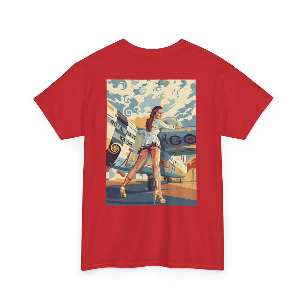 Yes Sir-Pin Up Stewardess T-Shirt | Parental Advisory  for the Bearded