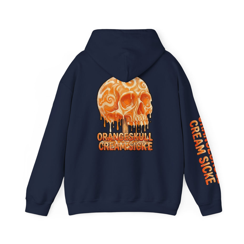 Skullcream-Orangeskull Cream Sickle Hoodie | Dripping Skull Graphic