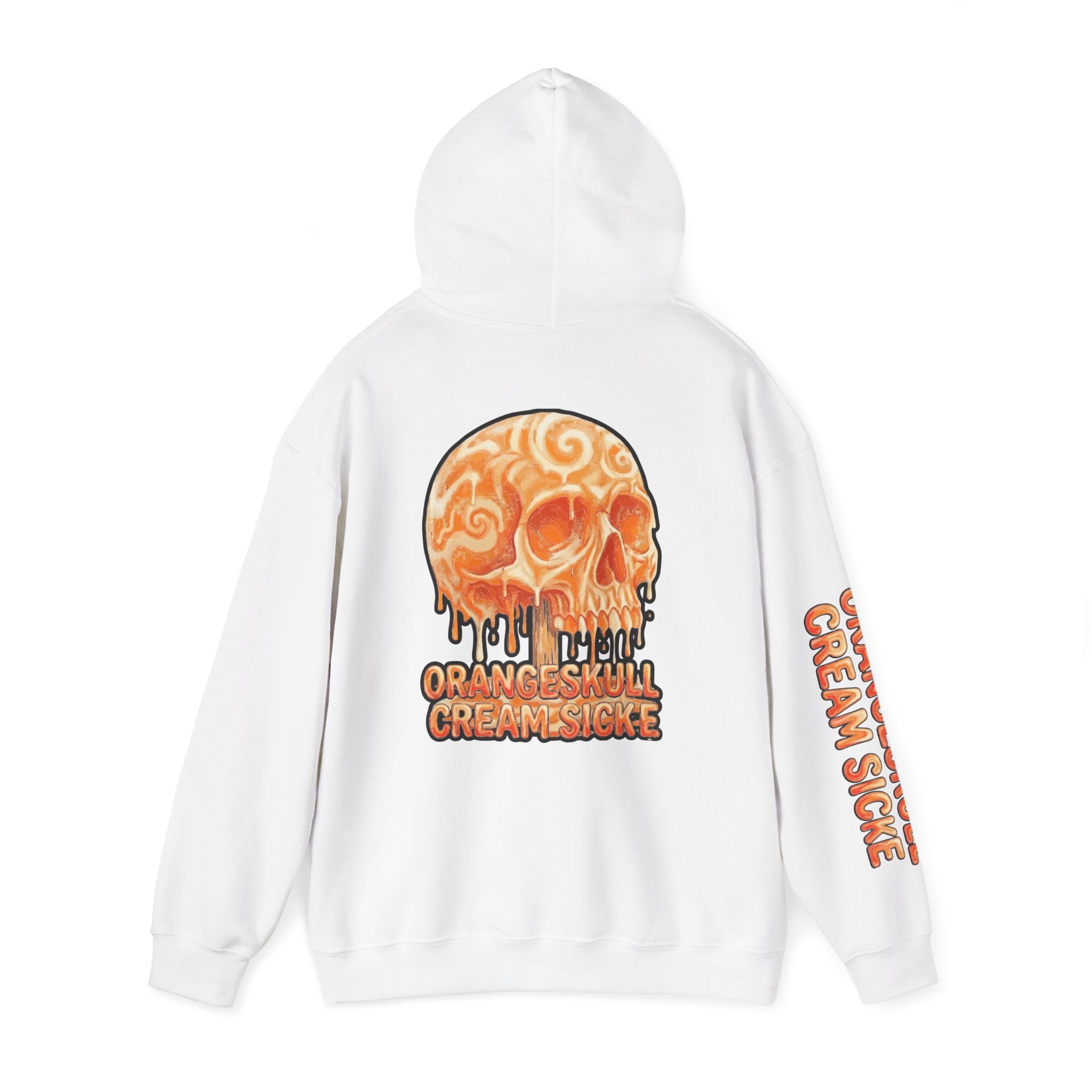 Skullcream-Orangeskull Cream Sickle Hoodie | Dripping Skull Graphic
